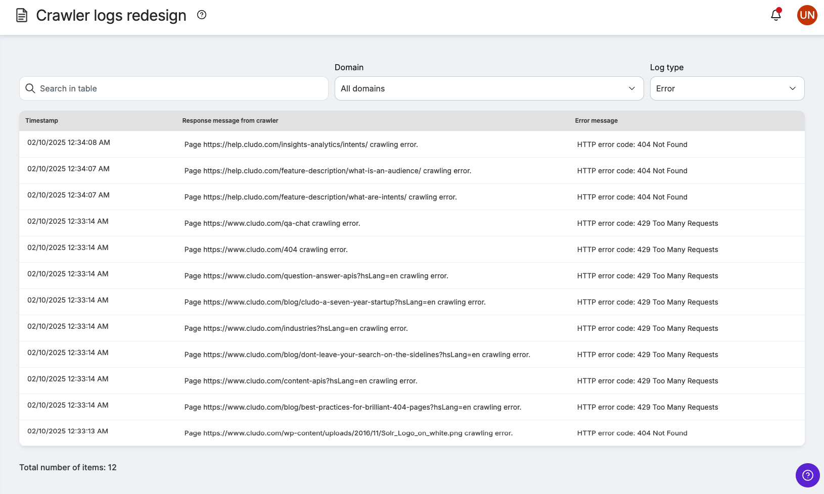 How to review the crawler log | Cludo Help Center
